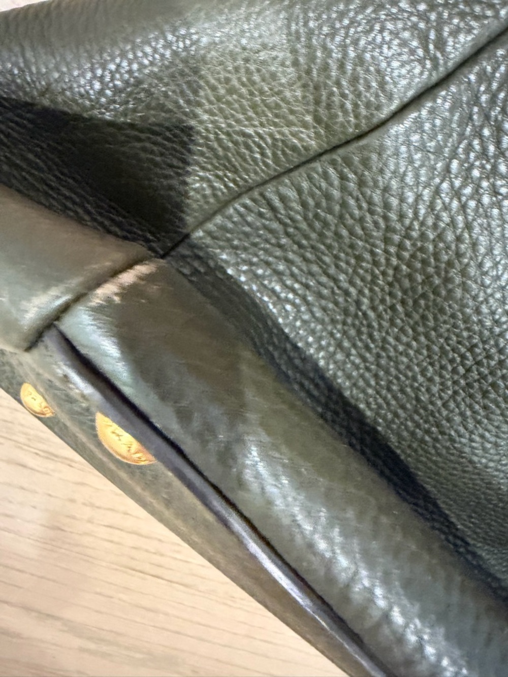 Prada Olive Green Leather Top-Handle/Messenger Bag with Gold Hardware - Picture 4 of 11